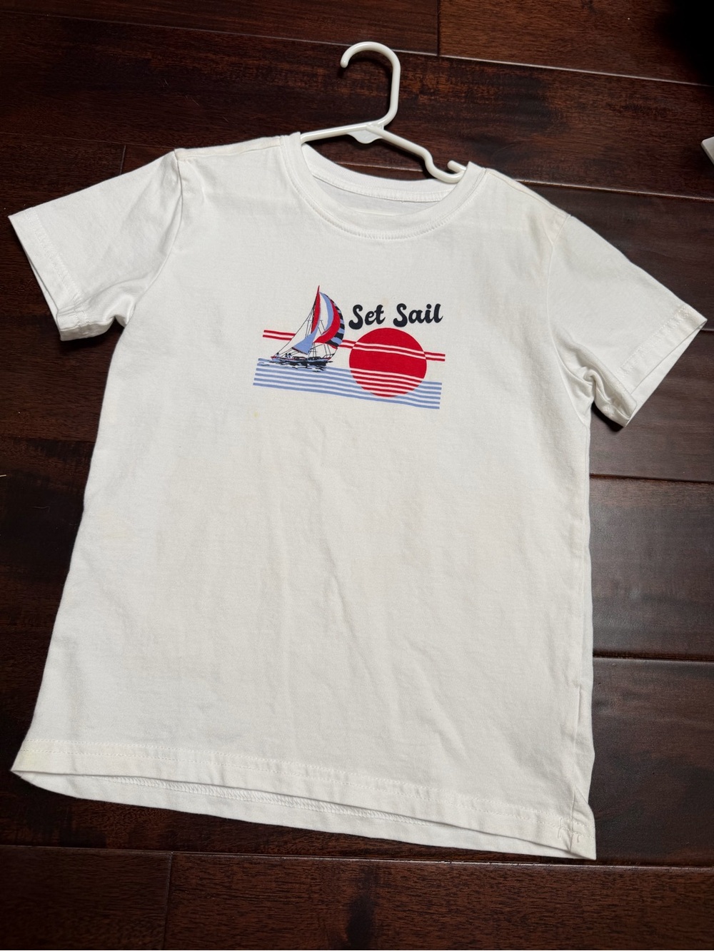 Janie and Jack White Crewneck Set Sail white blue &red Tee boys size 7